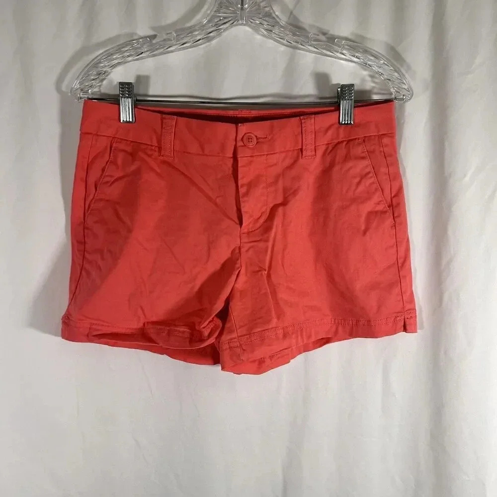 Magellan Chino Shorts Womens 2 Pink 3.5" Inseam Mid Rise Cotton Blend Button Zip